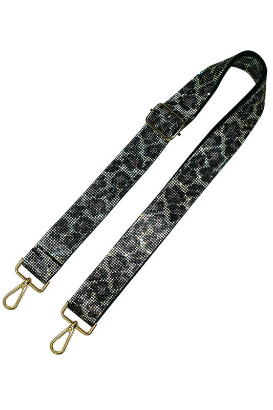1.5 Inches Leopard Rhinestone Guitar Strap