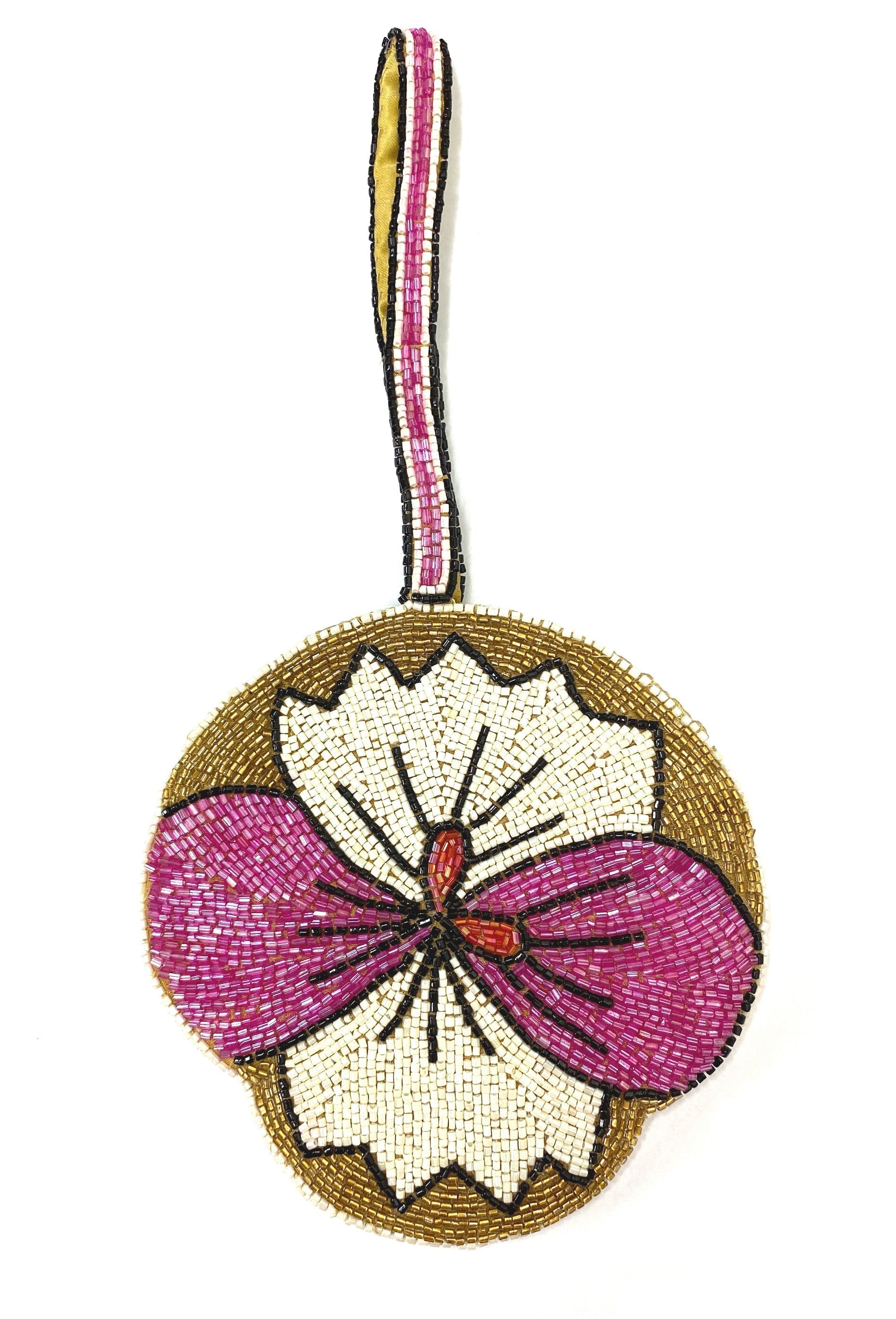 1920's Hand Beaded Wristlet Evening Purse - French Violette - Pink