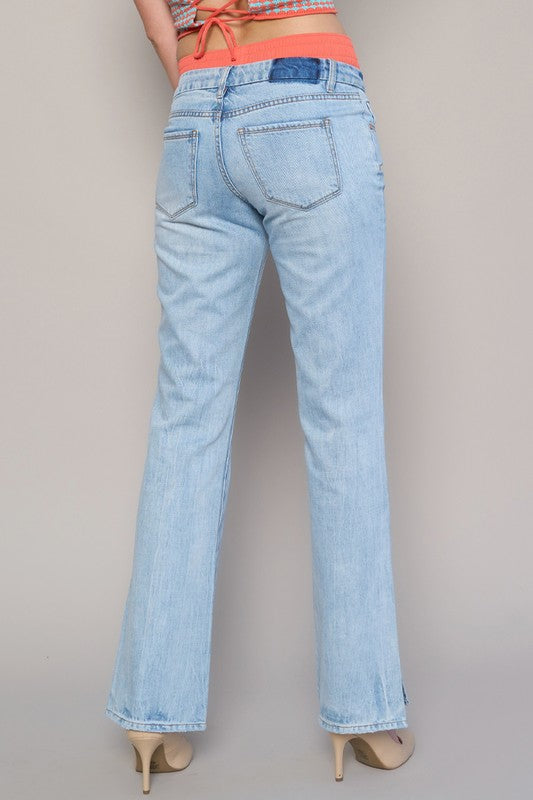 Aces Low Rise Straight Jeans - Light Wash