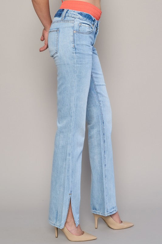 Aces Low Rise Straight Jeans - Light Wash