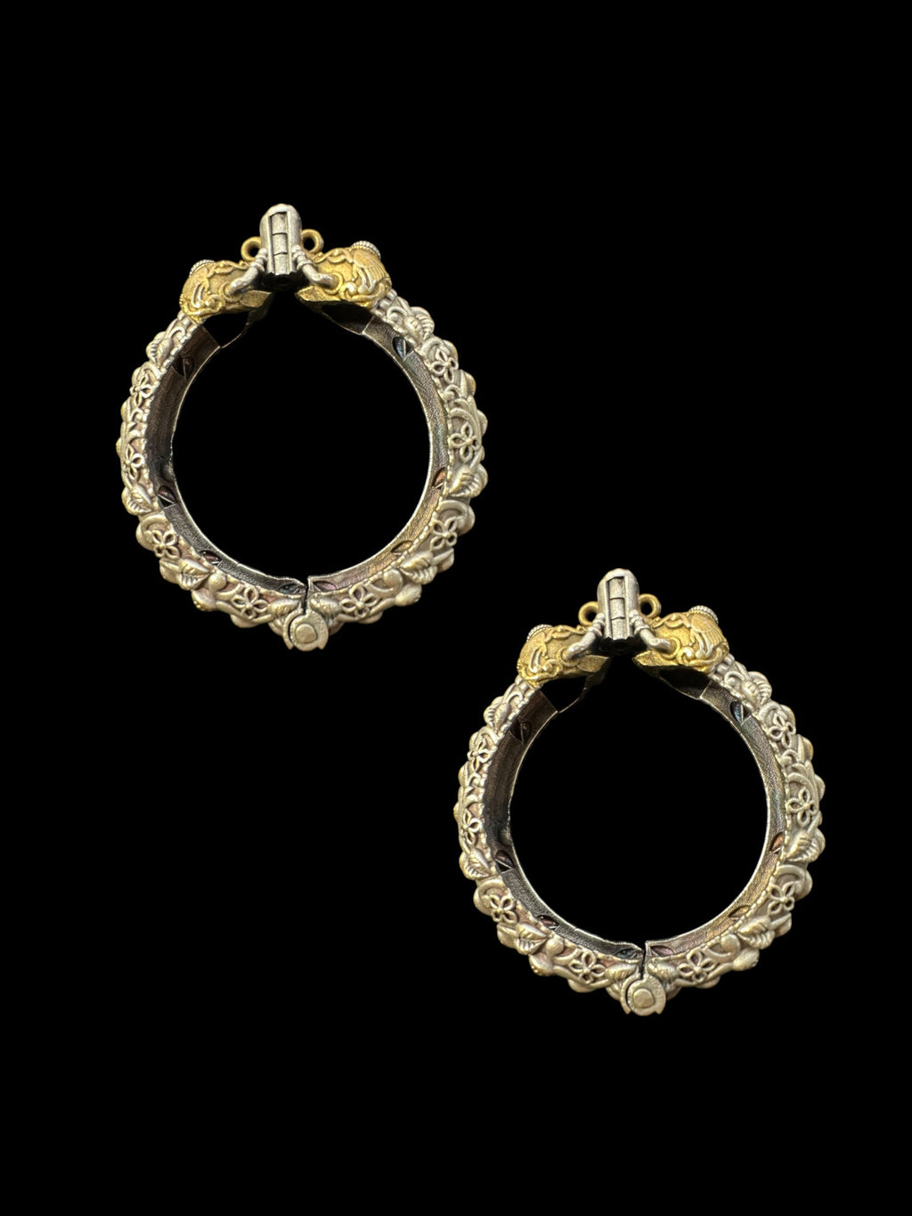 B398 Dual tone bangles - silver plated ( READY TO SHIP )