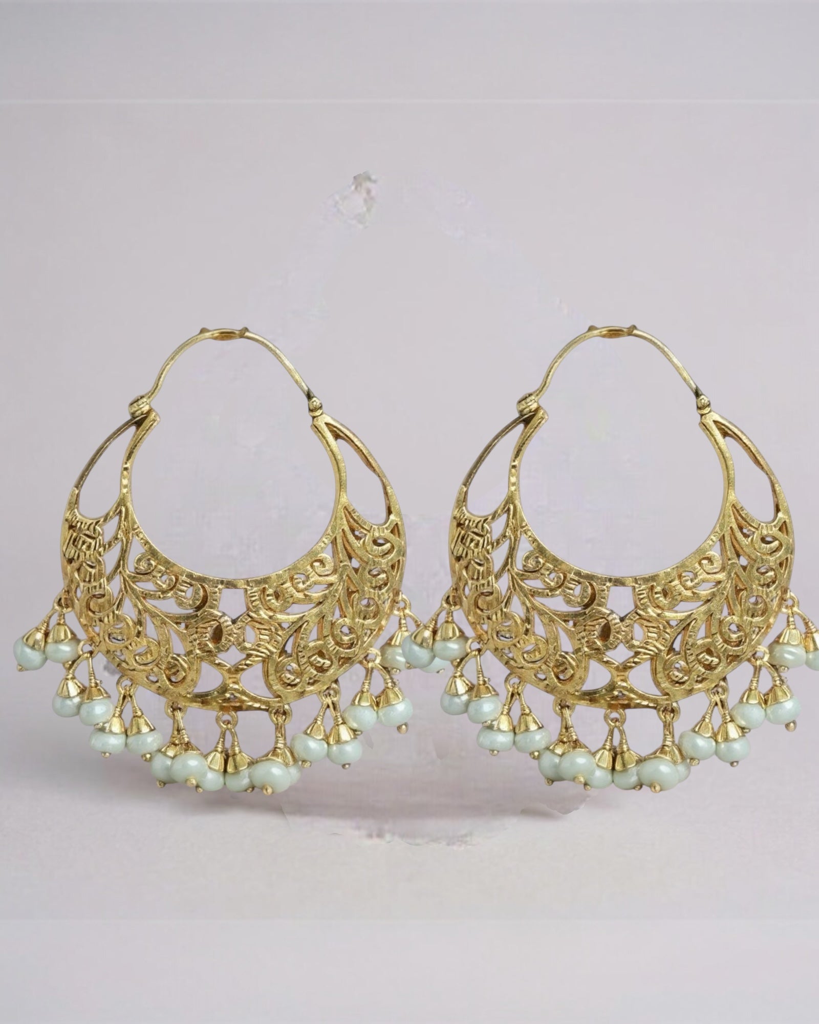 92.5 Silver Bali with fresh water pearls - Gold plated ( READY TO SHIP)