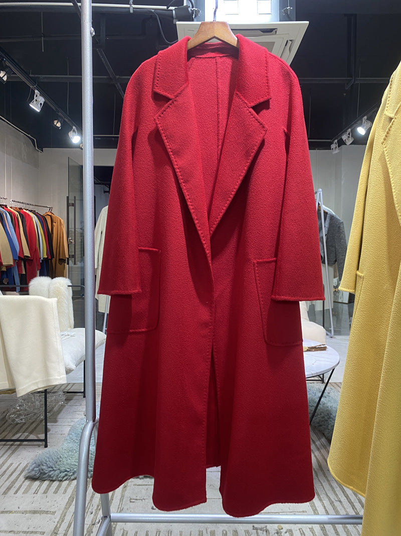 Autumn And Winter Water Ripple Reversible Cashmere Coat High-end Bathrobe