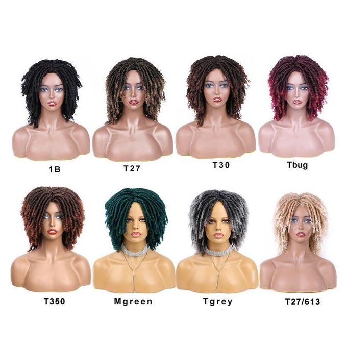 6" Short Dreadlock Wig | Curly Twisted Braid | Heat Resistant Synthetic Wig | Black & Brown