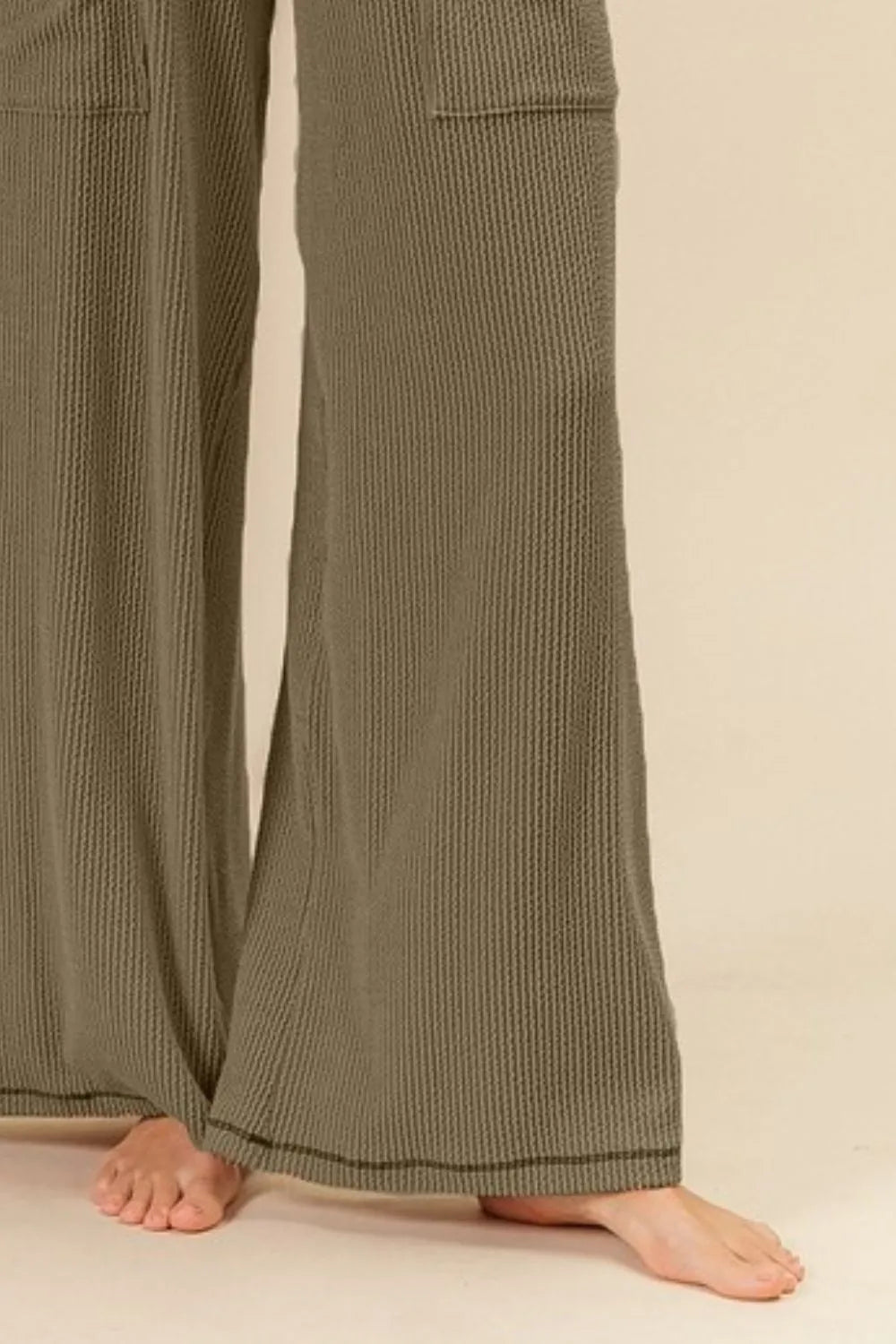 2tone Cord Rib Waist Band Side Pocket Pants