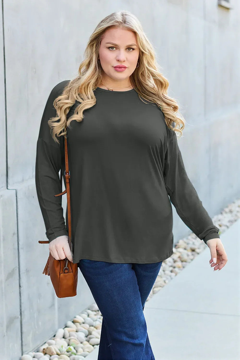 Basic Bae Round Neck Dropped Shoulder T-Shirt