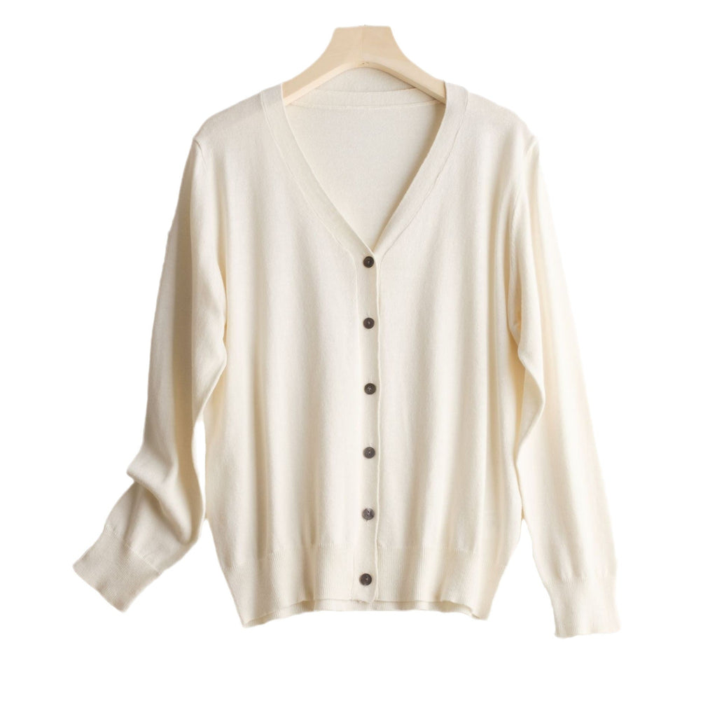 Basic Style Commuter Coat Silk Knitted Cardigan Sweater