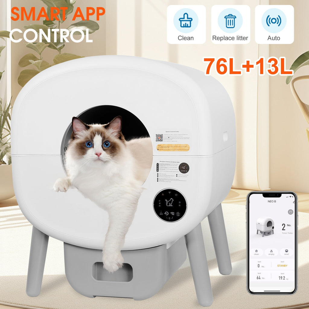 Automatic Smart Cat Litter Box, Large Capacity Self-Cleaning Litter Box with Infrared/Gravity/Ambient Light Function(Model B)
