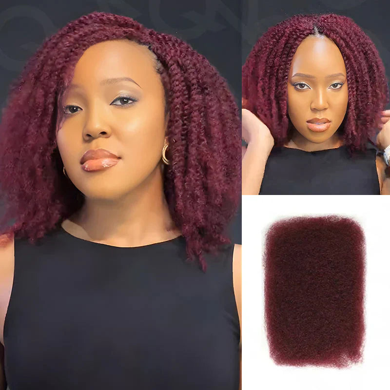 99J Burgundy Afro Kinky Bulk Human Hair | Brazilian Remy | Dreadlock & Braiding Hair | 50g