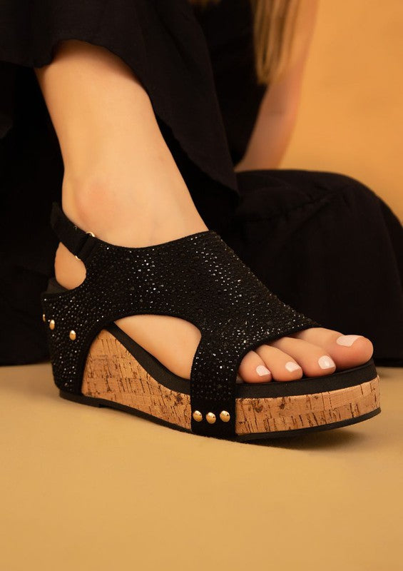 Barbara Rhinestone Covered Wedges
