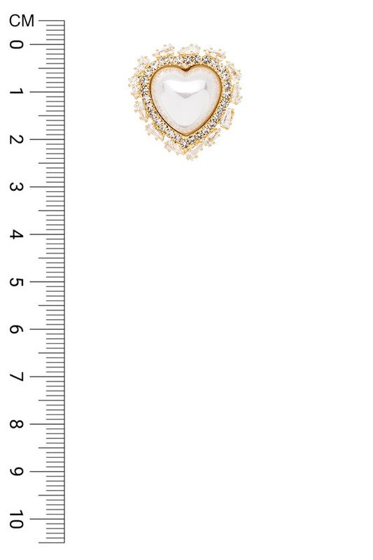 Baguette CZ Rhinestone Heart Shape Post Earrings