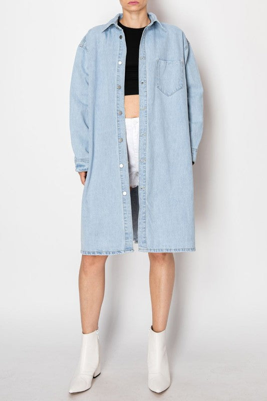 Back Tie Slit Denim Jacket Light Wash