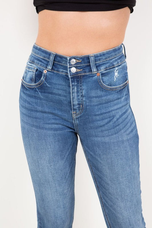 Artemis Vintage Corset Double Waist Ankle Distress Jeans