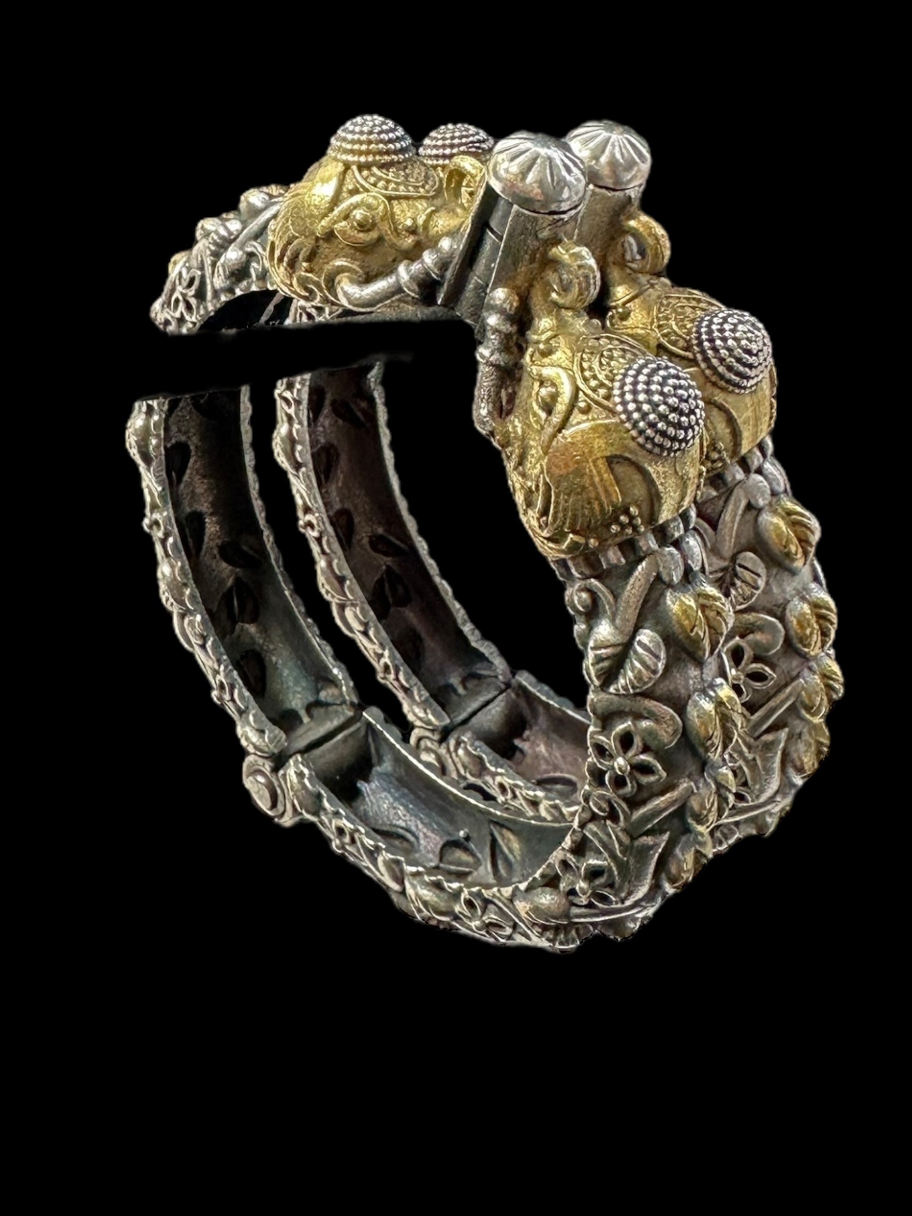 B398 Dual tone bangles - silver plated ( READY TO SHIP )