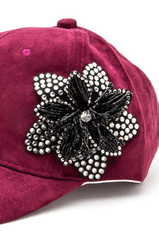Beaded Flower Rhinestone 3D Beaded Flower Cap