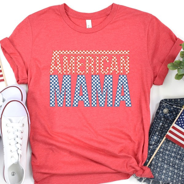 American Mama Checkered Red White Blue t-shirt