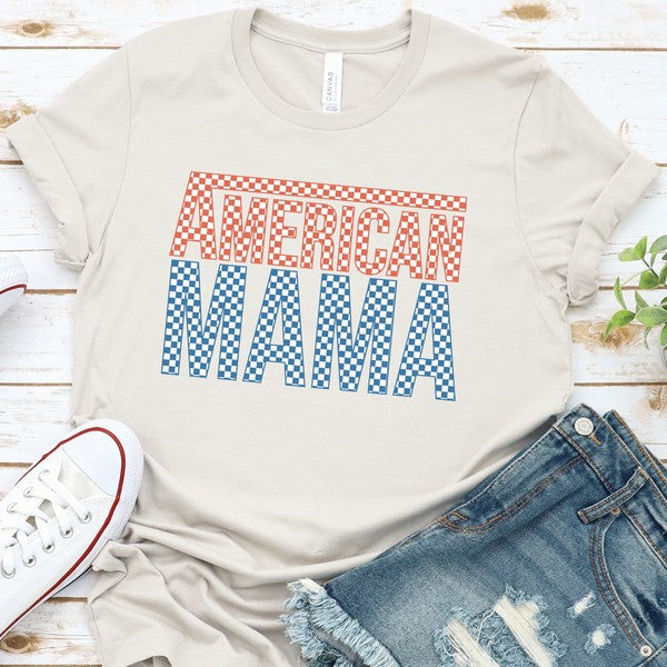 American Mama Checkered Red White Blue t-shirt