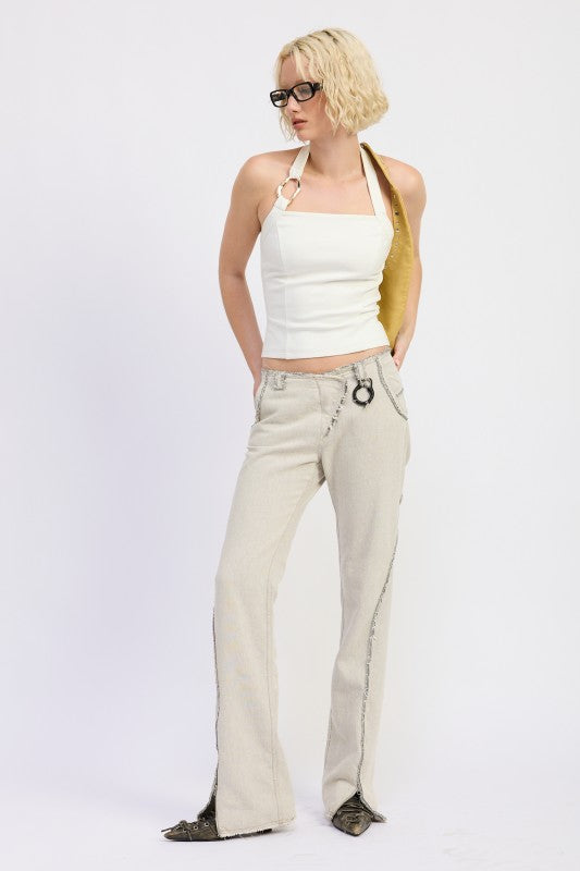 Beth Sleeveless Knit Chain Link Halter Top