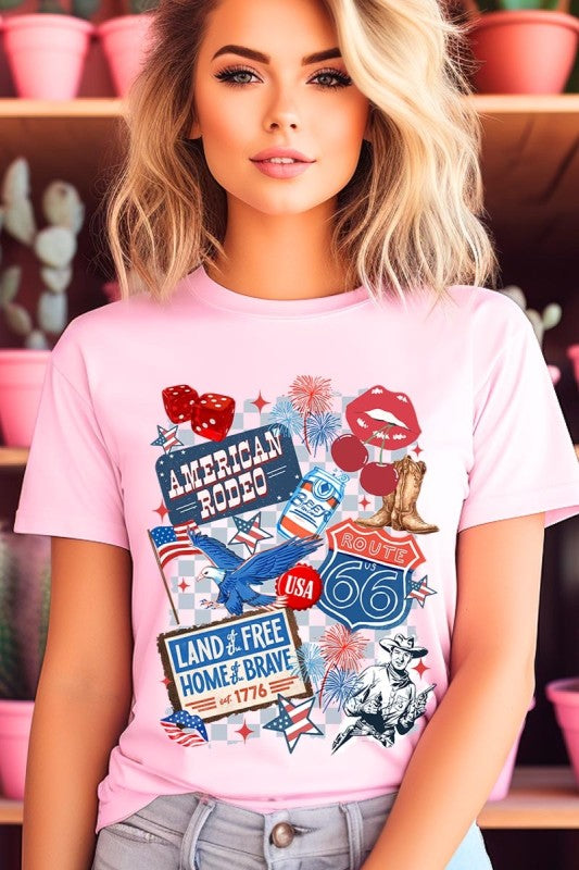 4th of July Collage Western Graphic Tee