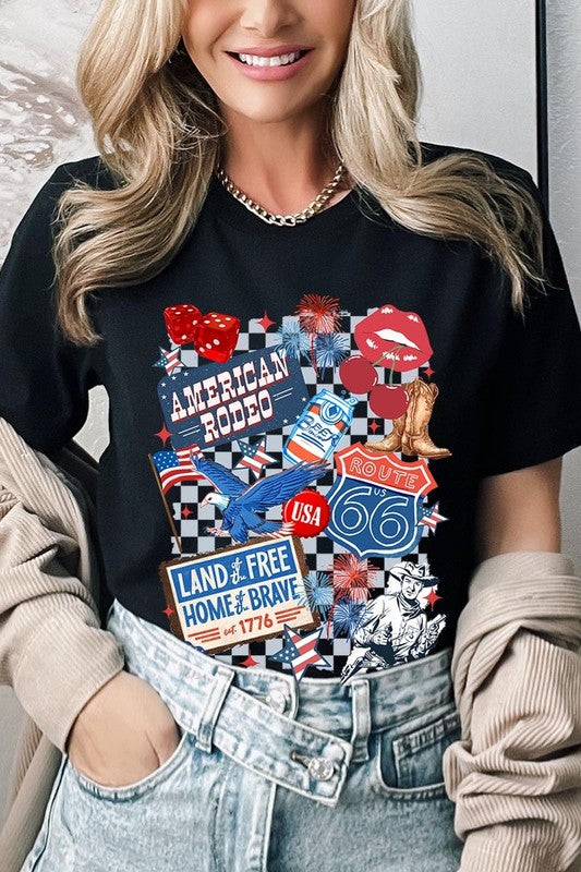 4th of July Collage Western Graphic Tee