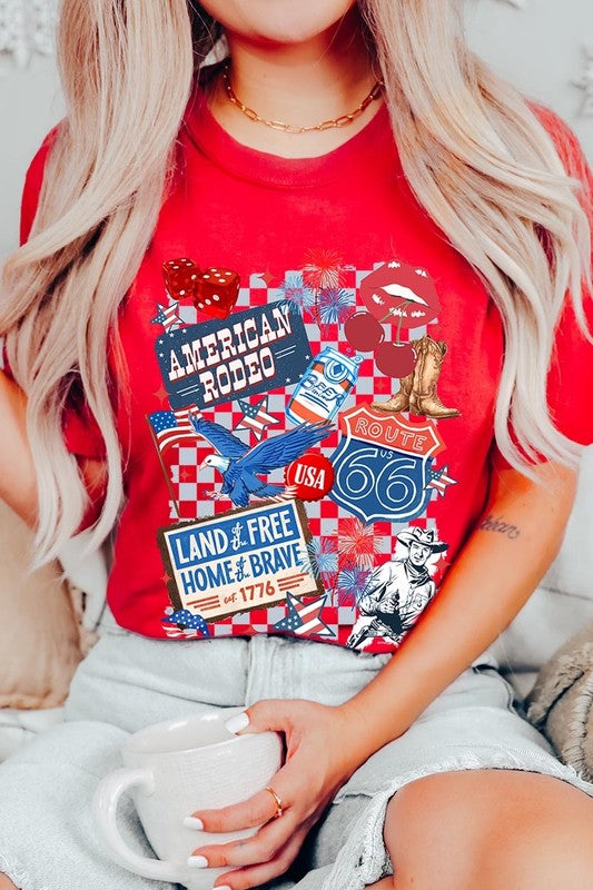 4th of July Collage Western Graphic Tee