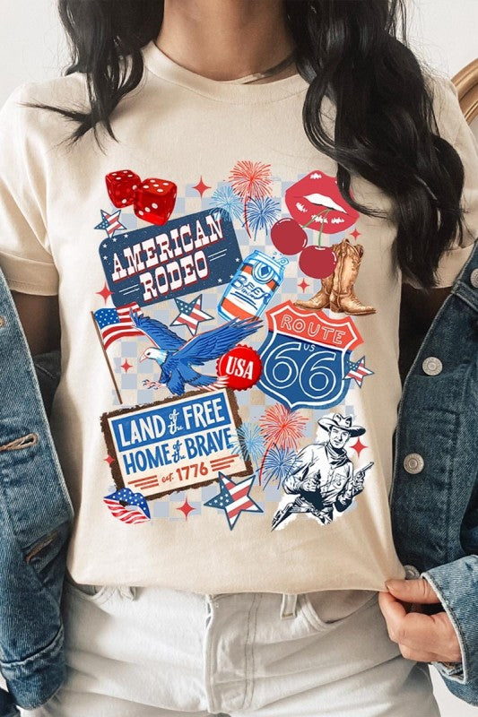 4th of July Collage Western Graphic Tee