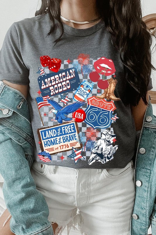 4th of July Collage Western Graphic Tee