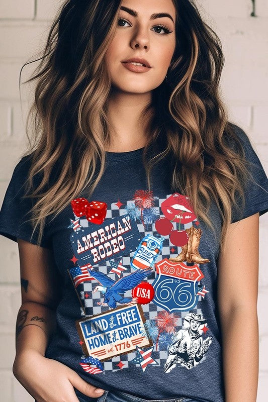 4th of July Collage Western Graphic Tee