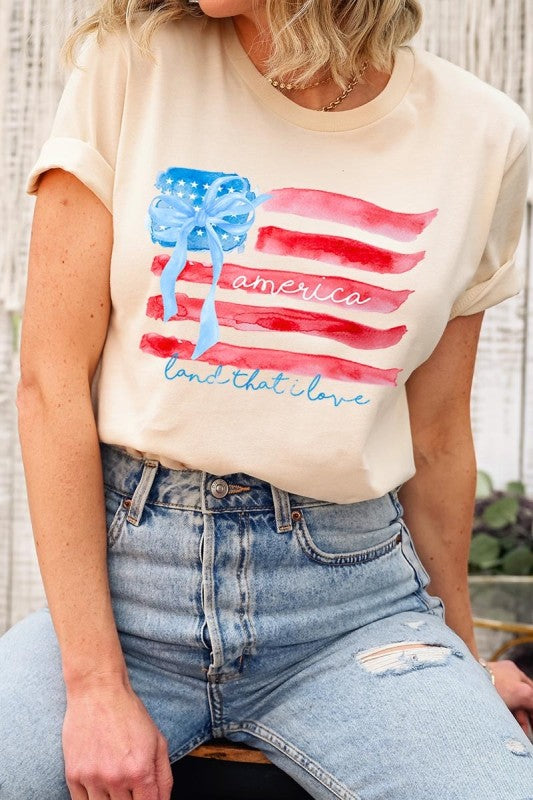 American Flag Bow Graphic Tee