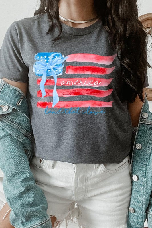 American Flag Bow Graphic Tee