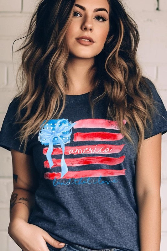 American Flag Bow Graphic Tee