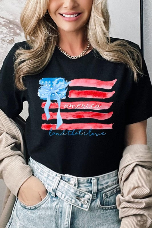 American Flag Bow Graphic Tee