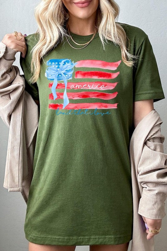 American Flag Bow Graphic Tee