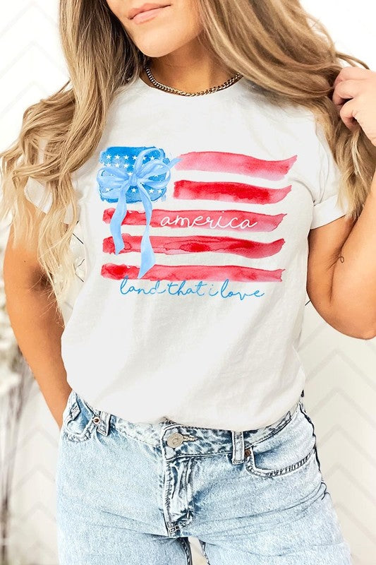 American Flag Bow Graphic Tee
