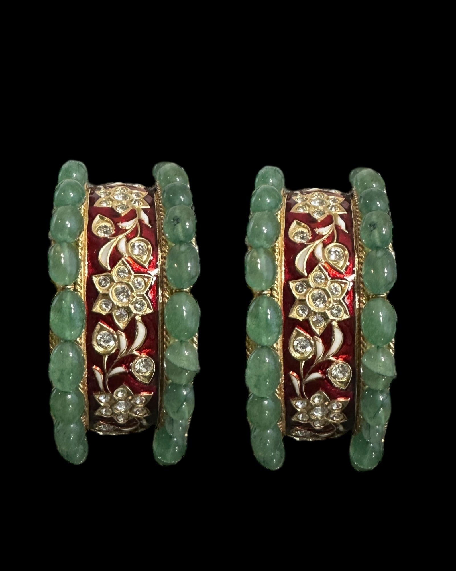 B399 Meenakari and emerald bangles (READY TO SHIP)