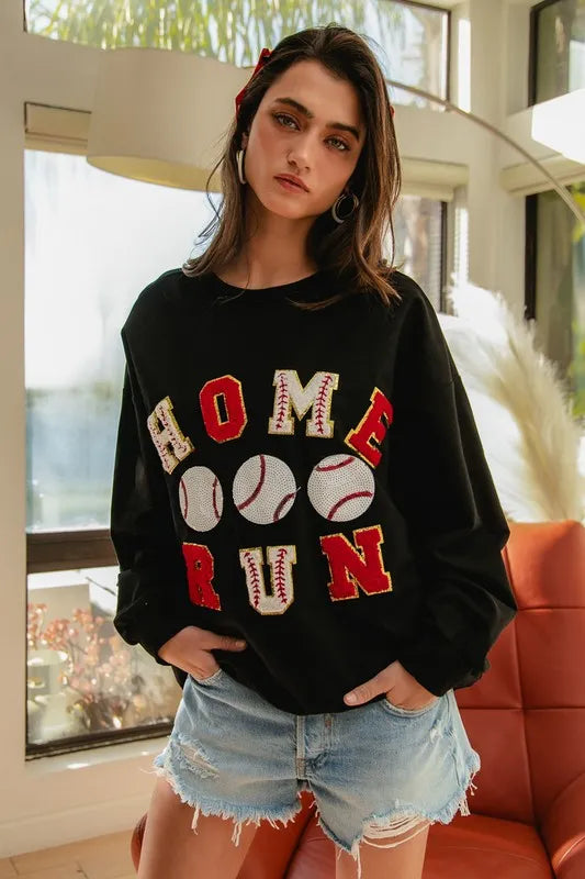 Baseballs Homerun Patches French Terry Sweatshirt