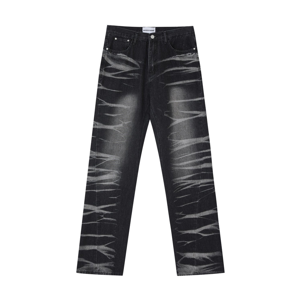 Avant-garde Street Washed Corrugated Straight Jeans Men And Women