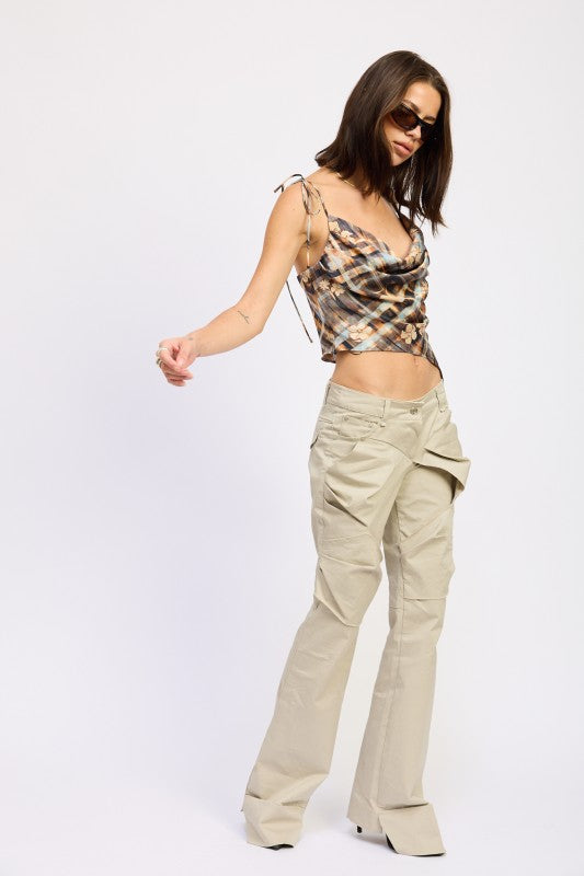 ASYMMETRICAL COWL NECK CAMI TOP