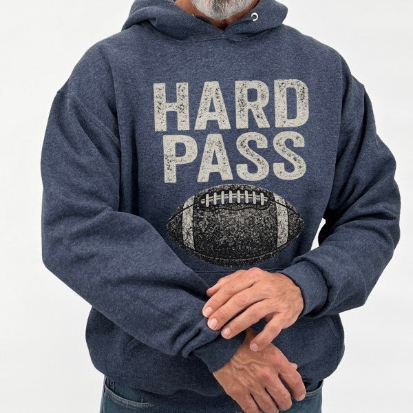 "Hard Pass" Football Hoodie - Unisex Game Day Sweatshirt | Premium 50/50 Cotton-Poly Blend | DTF Graphics | Made in USA