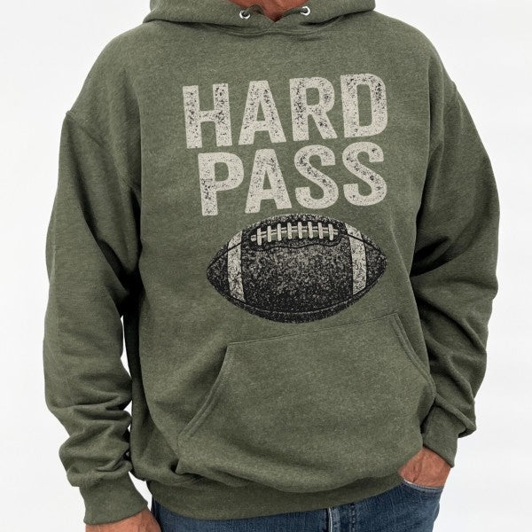 "Hard Pass" Football Hoodie - Unisex Game Day Sweatshirt | Premium 50/50 Cotton-Poly Blend | DTF Graphics | Made in USA