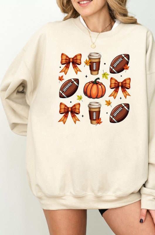 9 Pumpkin Football Graphic Crewneck Sweatshirt