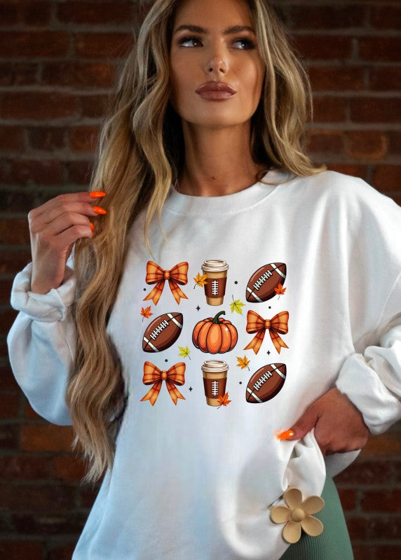 9 Pumpkin Football Graphic Crewneck Sweatshirt