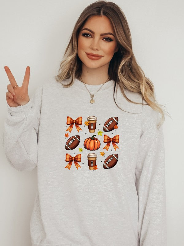 9 Pumpkin Football Graphic Crewneck Sweatshirt