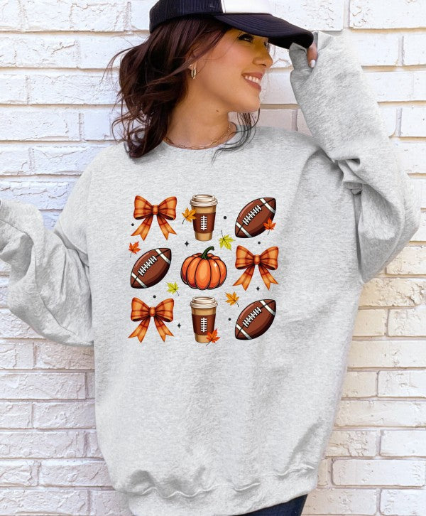 9 Pumpkin Football Graphic Crewneck Sweatshirt