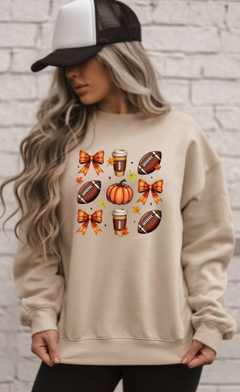 9 Pumpkin Football Graphic Crewneck Sweatshirt