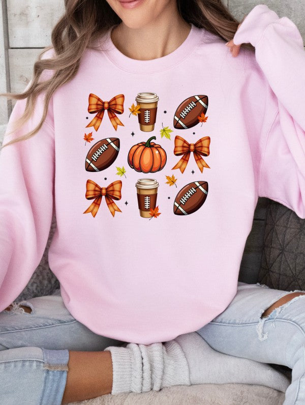 9 Pumpkin Football Graphic Crewneck Sweatshirt