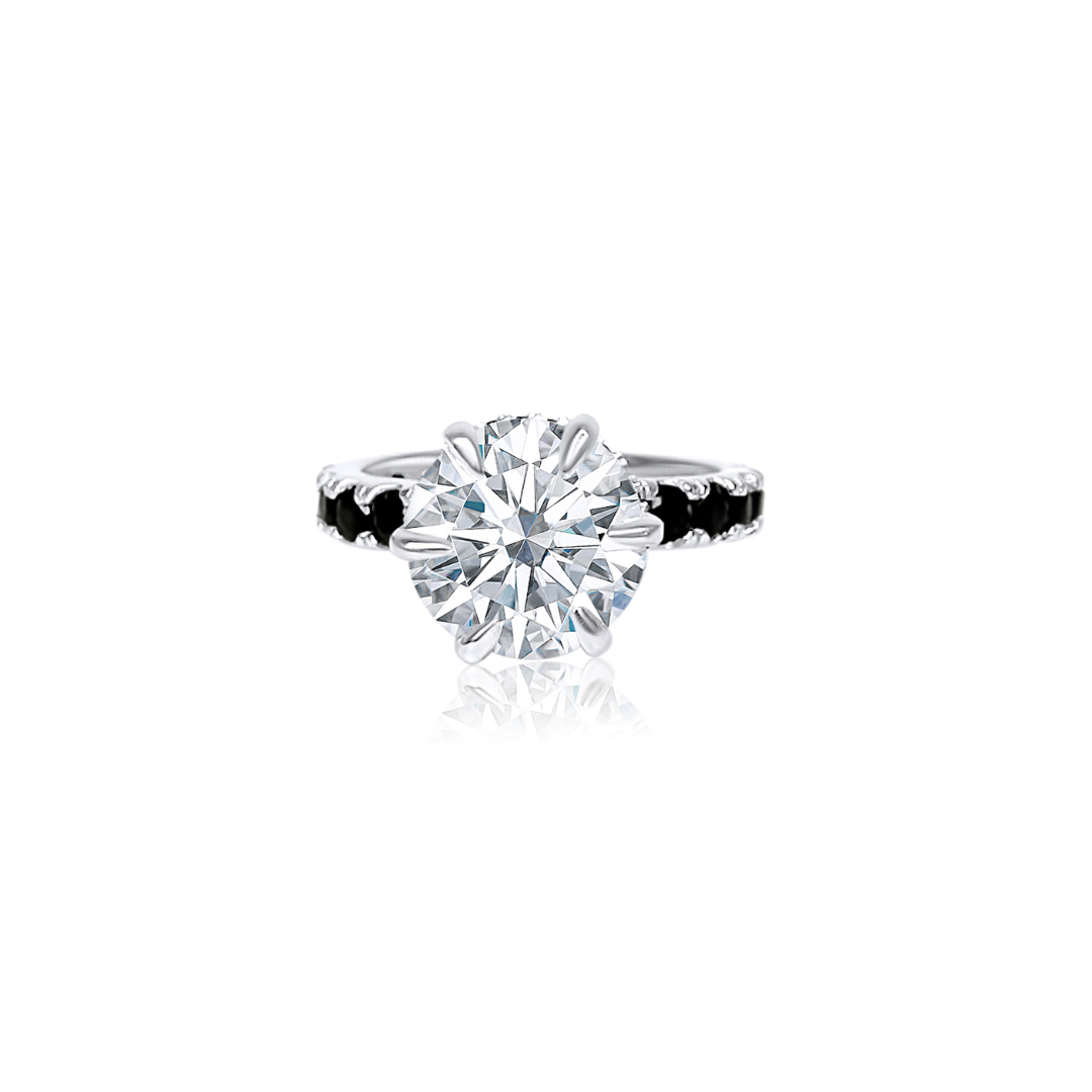 3.5ct Round Cut Moissanite Double Halo Engagement Ring