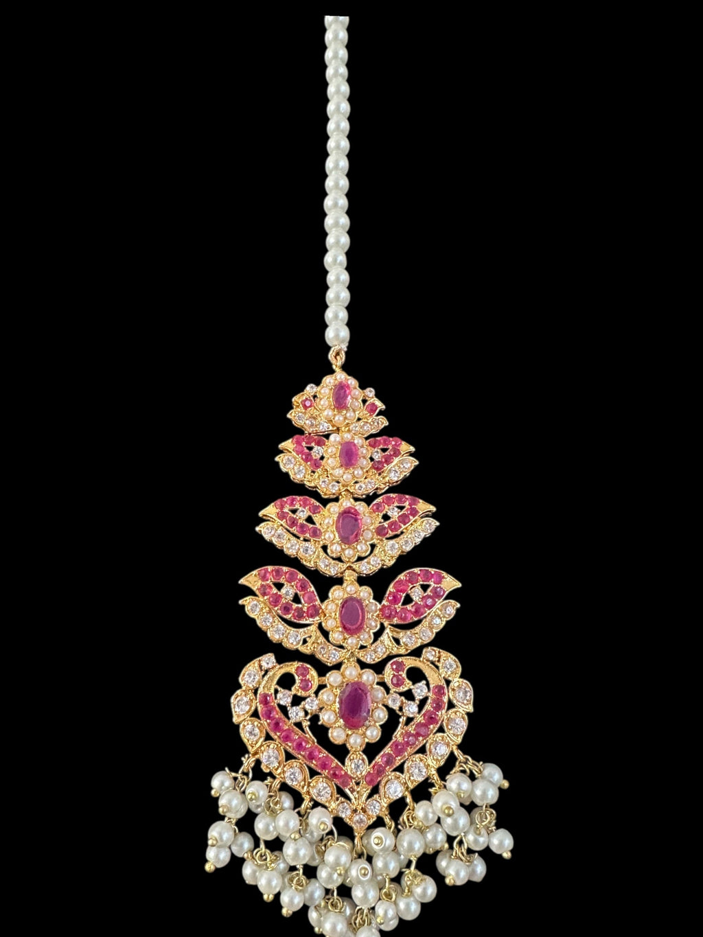 Amisha Ruby pearl earrings tika ( READY TO SHIP )