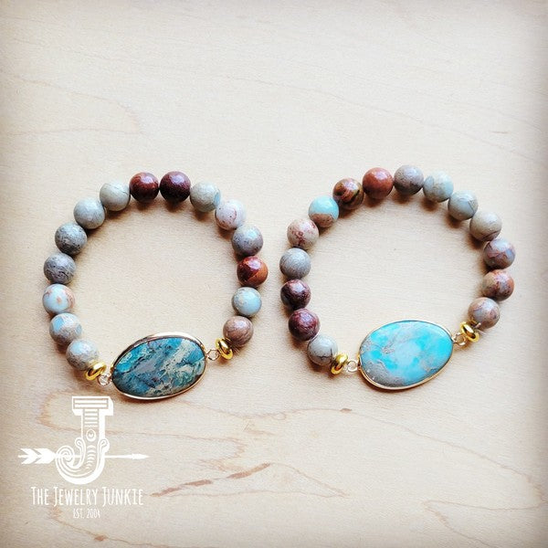 Aqua Terra Beaded Bracelet with Center Accent 809n