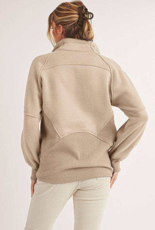 Aemi + Co Half Zip Raglan Sleeve Sweatshirt with Kangaroo Pocket